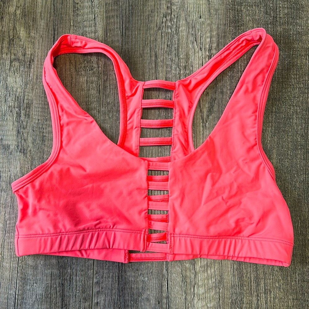 Bright Coral Victoria’s Secret PINK Cutout Sports Bra Size M